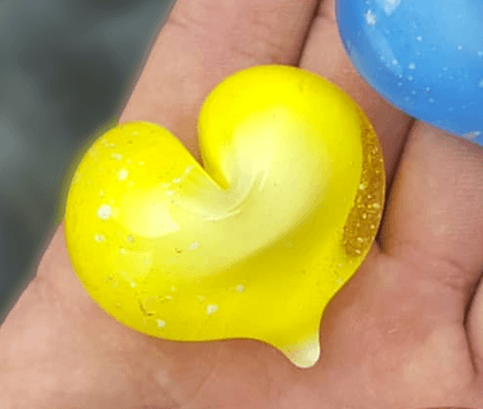 Yellow Heart Ash Glass Weight